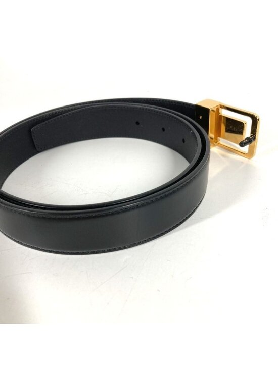 Saint Laurent Paris Belt Logo la 66 Buckle Leather Black